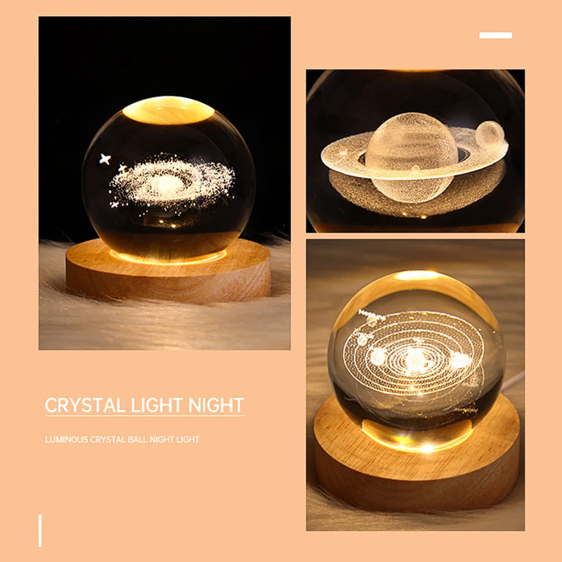Abajur do espaço 3D, lâmpada de cabeceira planetária brilhante para quarto, decoração de mesa, presente criativo
