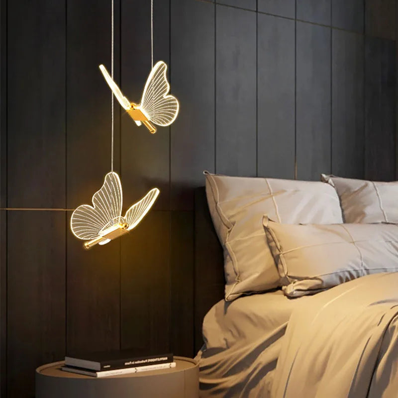 Lustre LED de borboleta, Lustre, Luminária, Cozinha, Cabeceira, Sala de Estar, Decoração, Nórdico, Lâmpadas de teto