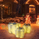 Conjunto de 3 caixas de presente iluminadas de Natal, decorações de caixa de presente com iluminação LED para árvore de Natal interna e externa, quintal, decoração de casa