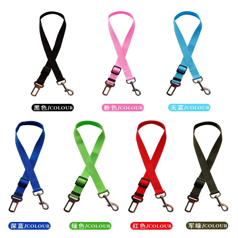 Cinto de segurança ajustável para pet, clipe de chumbo, alavanca de segurança, coleiras de tração, acessórios para cães