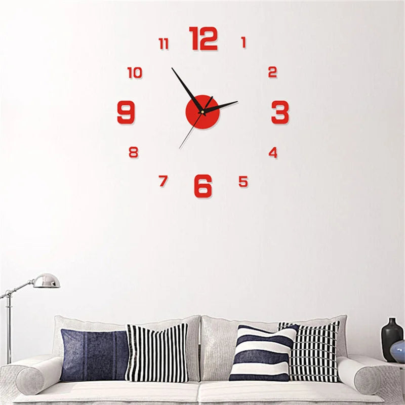 Relógio de parede Moderno, Sem Moldura, Relógio DIY, Espelho Adesivo, Casa, Escritório, Hotel, Restaurante, Decoração Escolar, 40cm, 16"