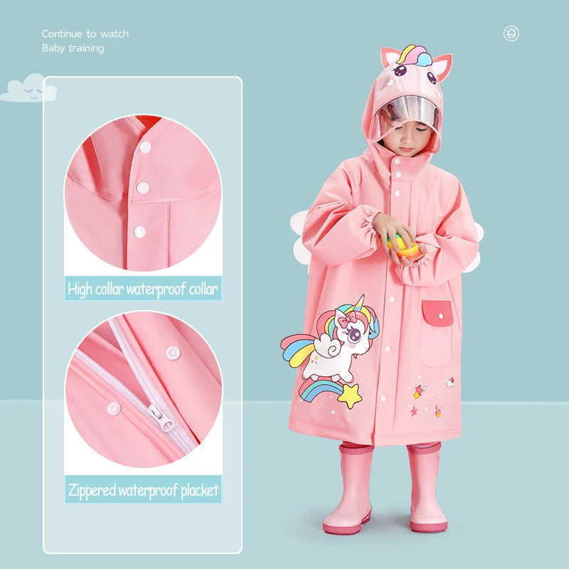 Capa de chuva infantil de EVA, capa de chuva à prova d'água para meninos e meninas, jardim de infância, escola primária
