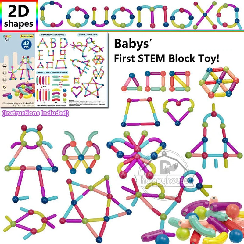 Blocos de construção magnéticos para crianças, Haste Ímã, Blocos de Construção, Brinquedos Educativos Montessori para Crianças, Menino e Menina