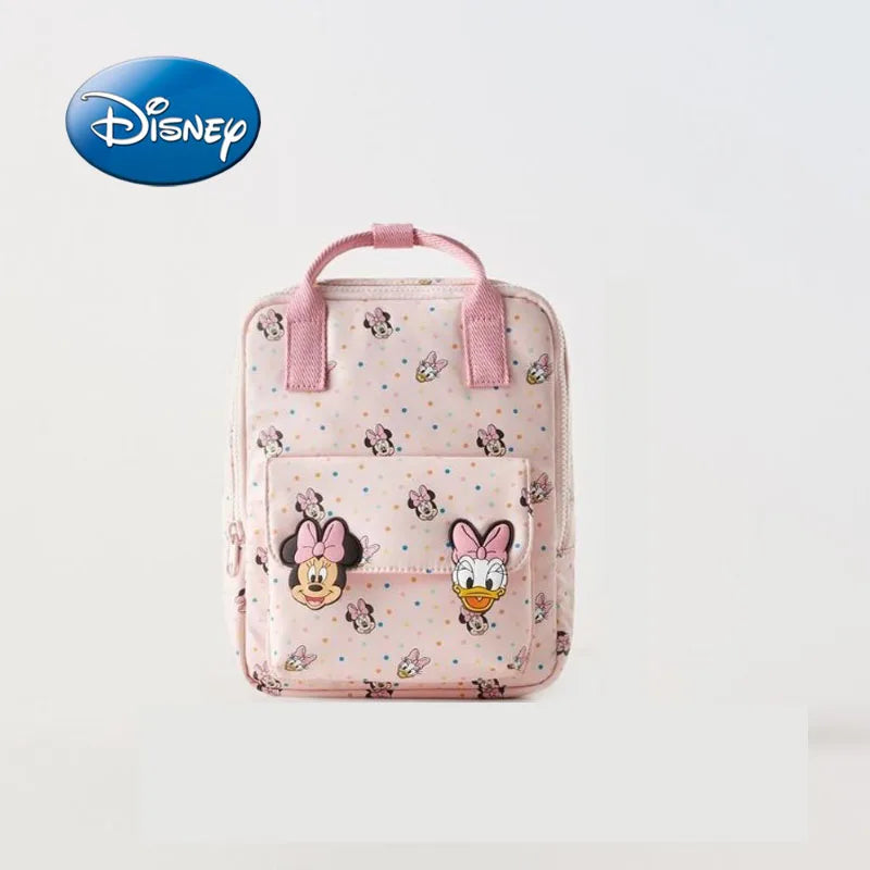 Nova mochila infantil da Disney dos desenhos animados, Minnie, mini bolsa escolar, bolsa de ombro fofa para meninos e meninas