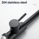 Torneira de pia de cozinha, único furo, com suporte para puxar o bico, preto