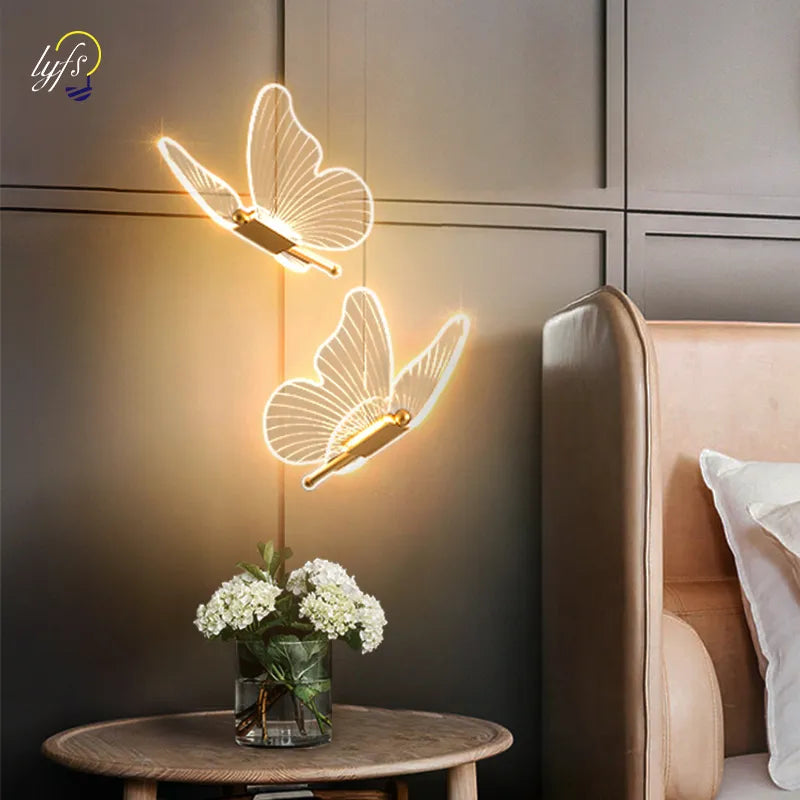 Lustre LED de borboleta, Lustre, Luminária, Cozinha, Cabeceira, Sala de Estar, Decoração, Nórdico, Lâmpadas de teto