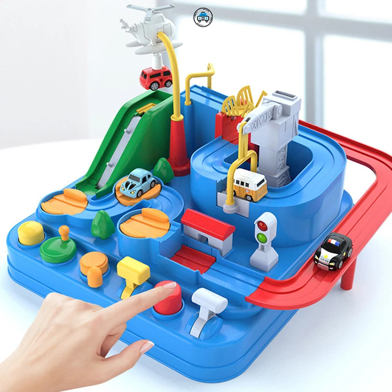 Modelo de vagão de corrida brinquedos educativos para crianças, Pista, Jogo de Aventura, Cérebro, Mecânico, Interativo, Trem, Animais, Espaço, Foguete