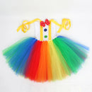 Fantasia de Palhaço Arco-Íris para Meninas - Vestido Tutu Divertido para Halloween, Aniversário e Carnaval