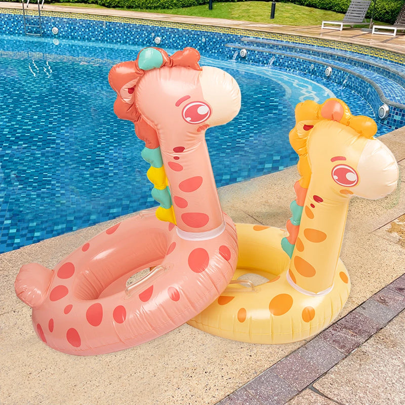 Assento de girafa para bebês, ótimo para piscina, boia inflável, suporte para aprendizado