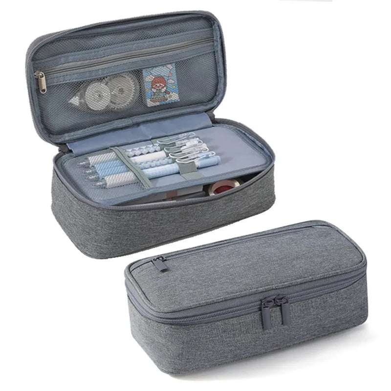 Estojo de Armazenamento para Canetas – Estojo de Lápis 2 Camadas com Grande Capacidade para Maquiagem e Material Escolar