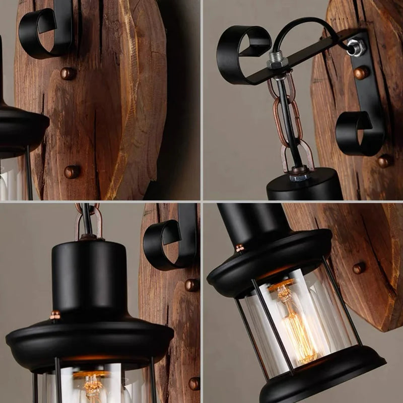 Arandela Estilo Industrial Vintage em Metal Preto – Suporte para Lâmpada E27