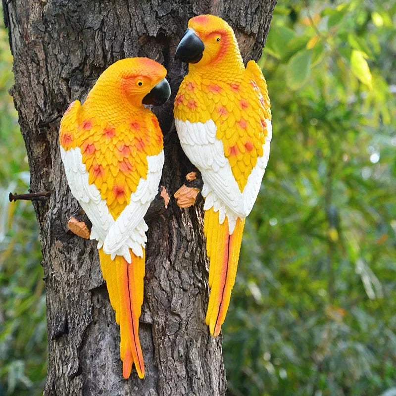 Estátua de Arara montada para jardim ao ar livre ou árvore, decoração, escultura de aves