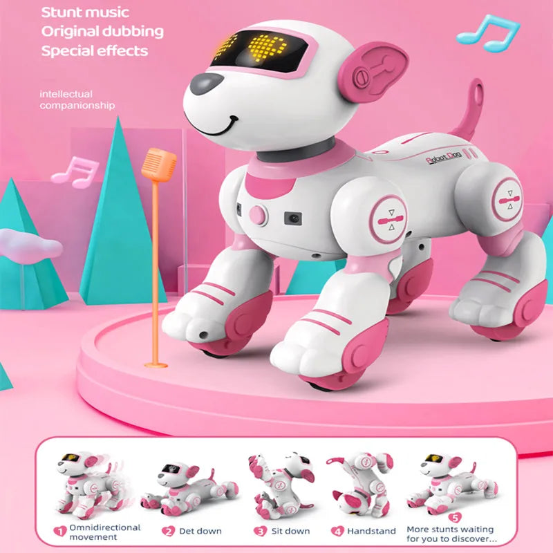 Brinquedo de cachorro robô RC, cão eletrônico, toque inteligente, controle remoto, pet elétrico para crianças, brinquedos