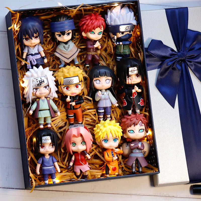 Naruto Shippuden Figura Anime para Crianças, Hinata, Sasuke, Itachi, Kakashi, Gaara, Figura Anime, Figuras de PVC, Brinquedos, Bonecas, Presente Quente, Conjunto de 12Pc