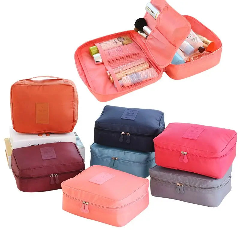 Bolsa de cosméticos portátil para mulheres, organizador de maquiagem, armazenamento de higiene pessoal, zíper impermeável, multifunções