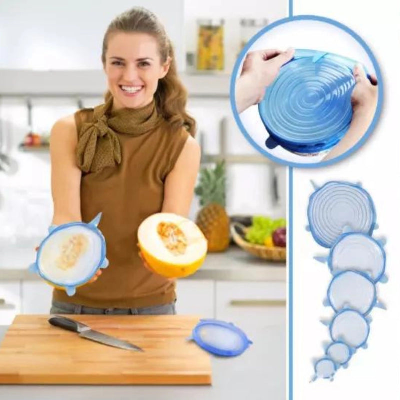 12 Peças Tampas Panela Silicone Universal Reutilizável Elástica