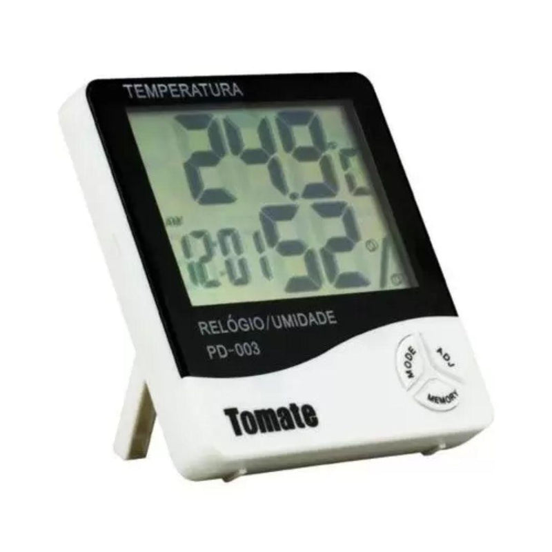 RELOGIO DIGITAL TERMO HIGROMETRO MOSTRA TEMPERATURA E UMIDADE RELATIVA DO AMBIENTE