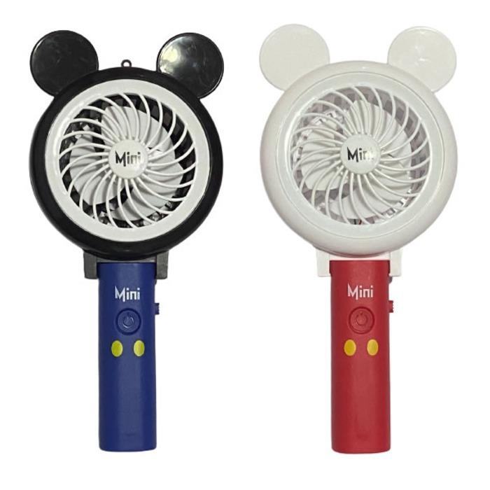 VENTILADOR MINI TEMA ALUSIVO DISNEY MICKEY PORTATIL DE BOLSA DOBRAVEL COM LUMINARIA LED