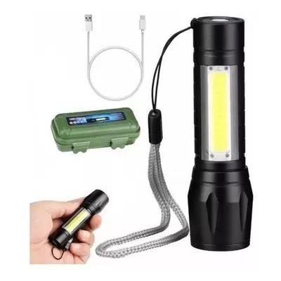 LANTERNA MINI TATICA RECARREGAVEL PORTATIL LED C/LUZ LATERAL ALTA POTENCIA