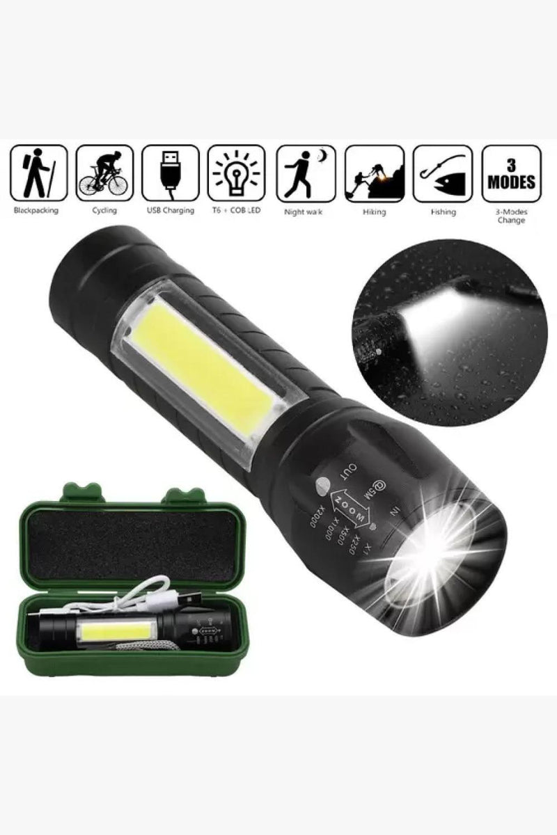 LANTERNA MINI TATICA RECARREGAVEL PORTATIL LED C/LUZ LATERAL ALTA POTENCIA