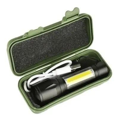 LANTERNA MINI TATICA RECARREGAVEL PORTATIL LED C/LUZ LATERAL ALTA POTENCIA
