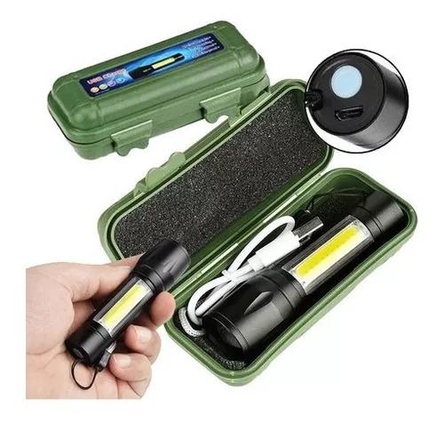 LANTERNA MINI TATICA RECARREGAVEL PORTATIL LED C/LUZ LATERAL ALTA POTENCIA