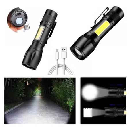 LANTERNA MINI TATICA RECARREGAVEL PORTATIL LED C/LUZ LATERAL ALTA POTENCIA