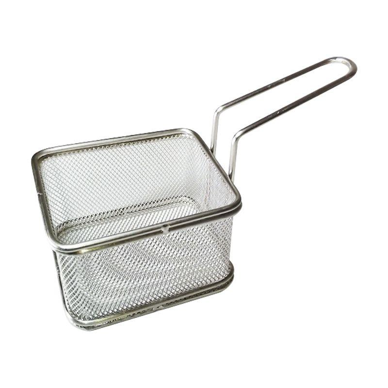 Mini Cesta Fritura Aço Inox para Servir Fritar Batata Salgados Petiscos