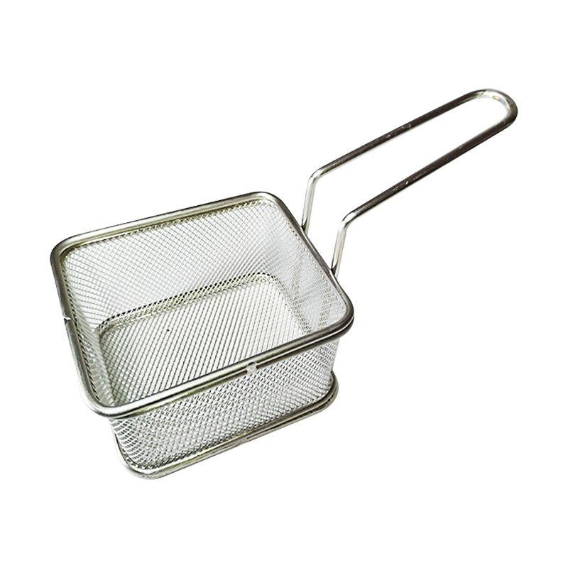Mini Cesta Fritura Aço Inox para Servir Fritar Batata Salgados Petiscos