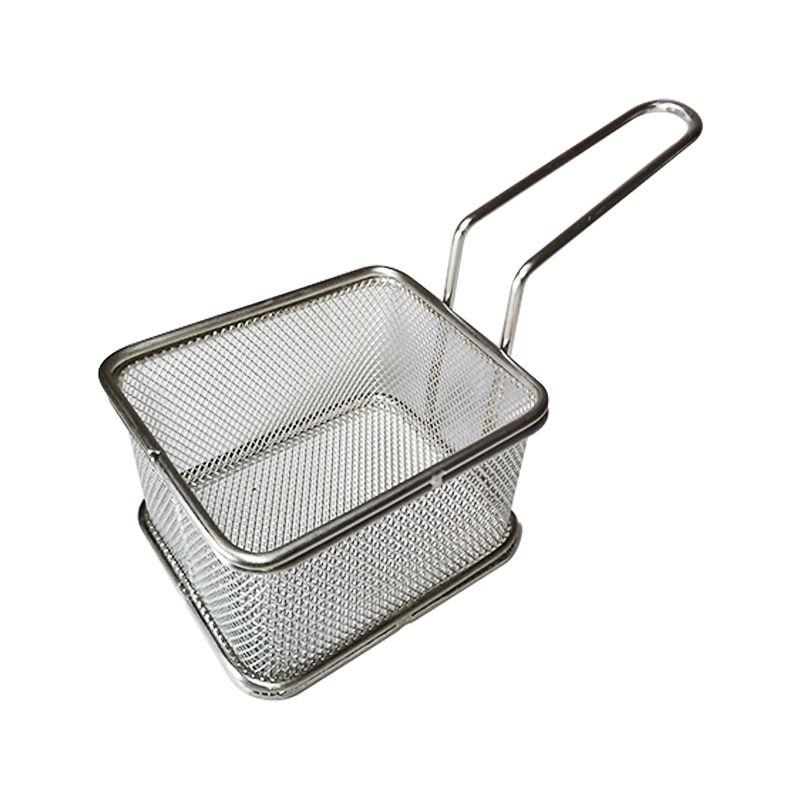 Mini Cesta Fritura Aço Inox para Servir Fritar Batata Salgados Petiscos